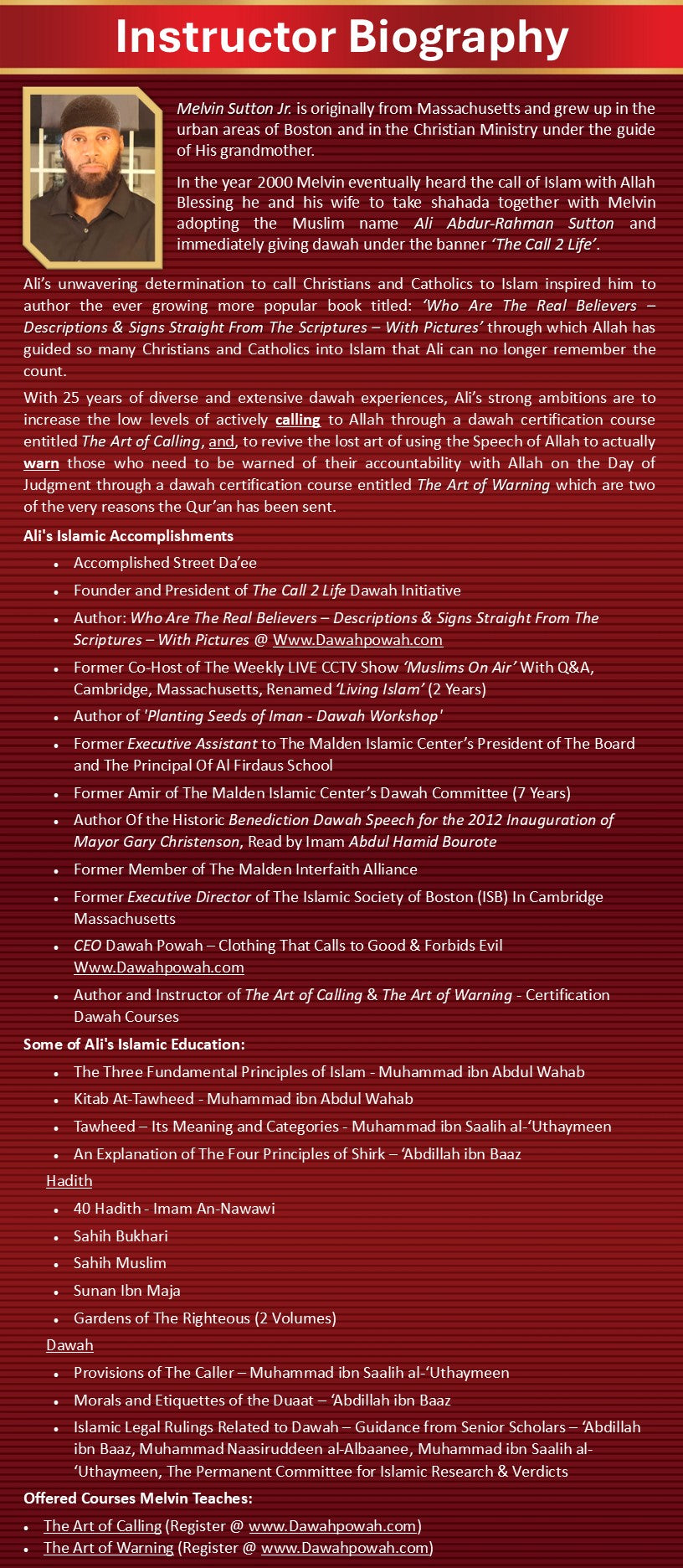The Art of Warning - (16 Hour) Dawah Certification Course