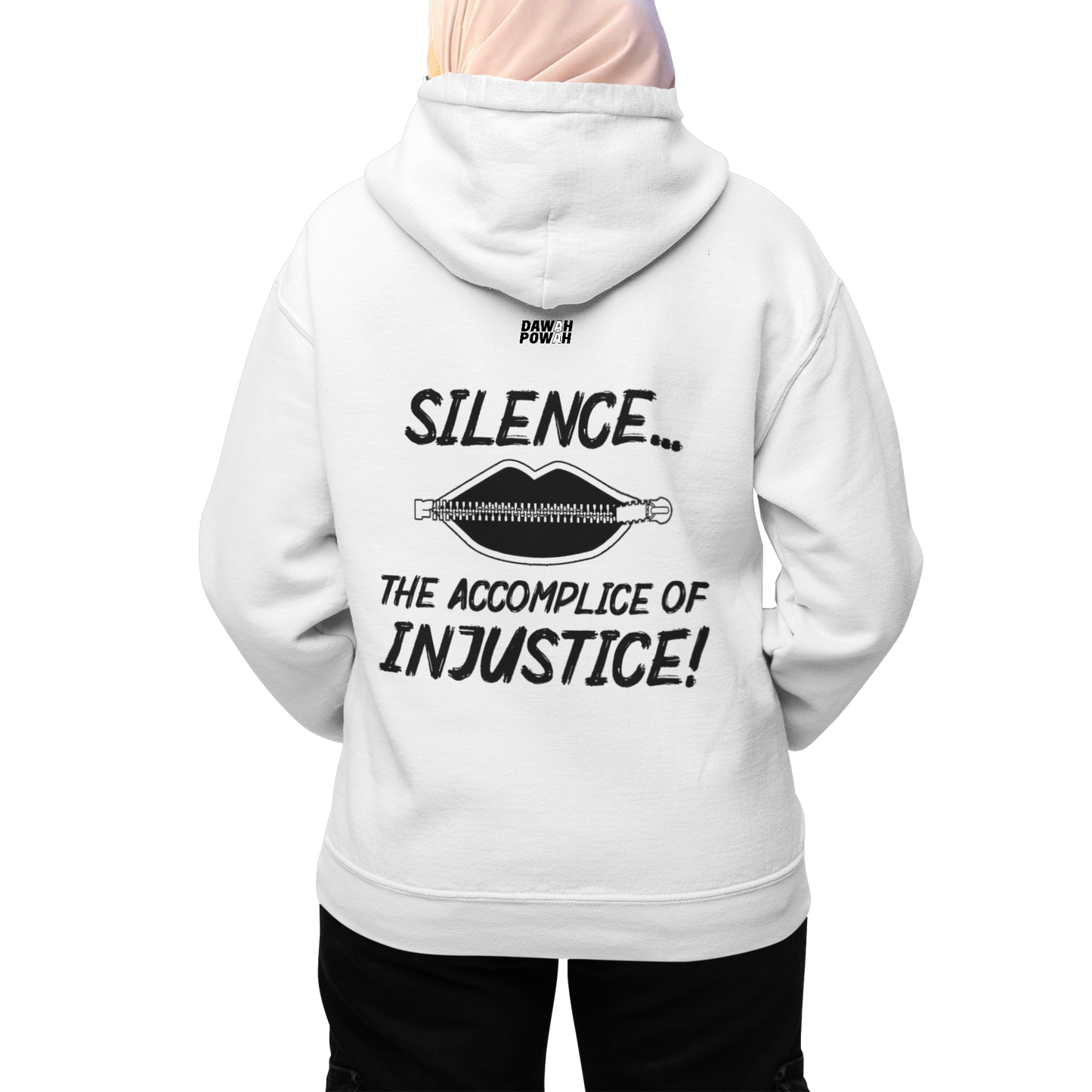 SILENCE - WHITE - BACK of Unisex Hoodie
