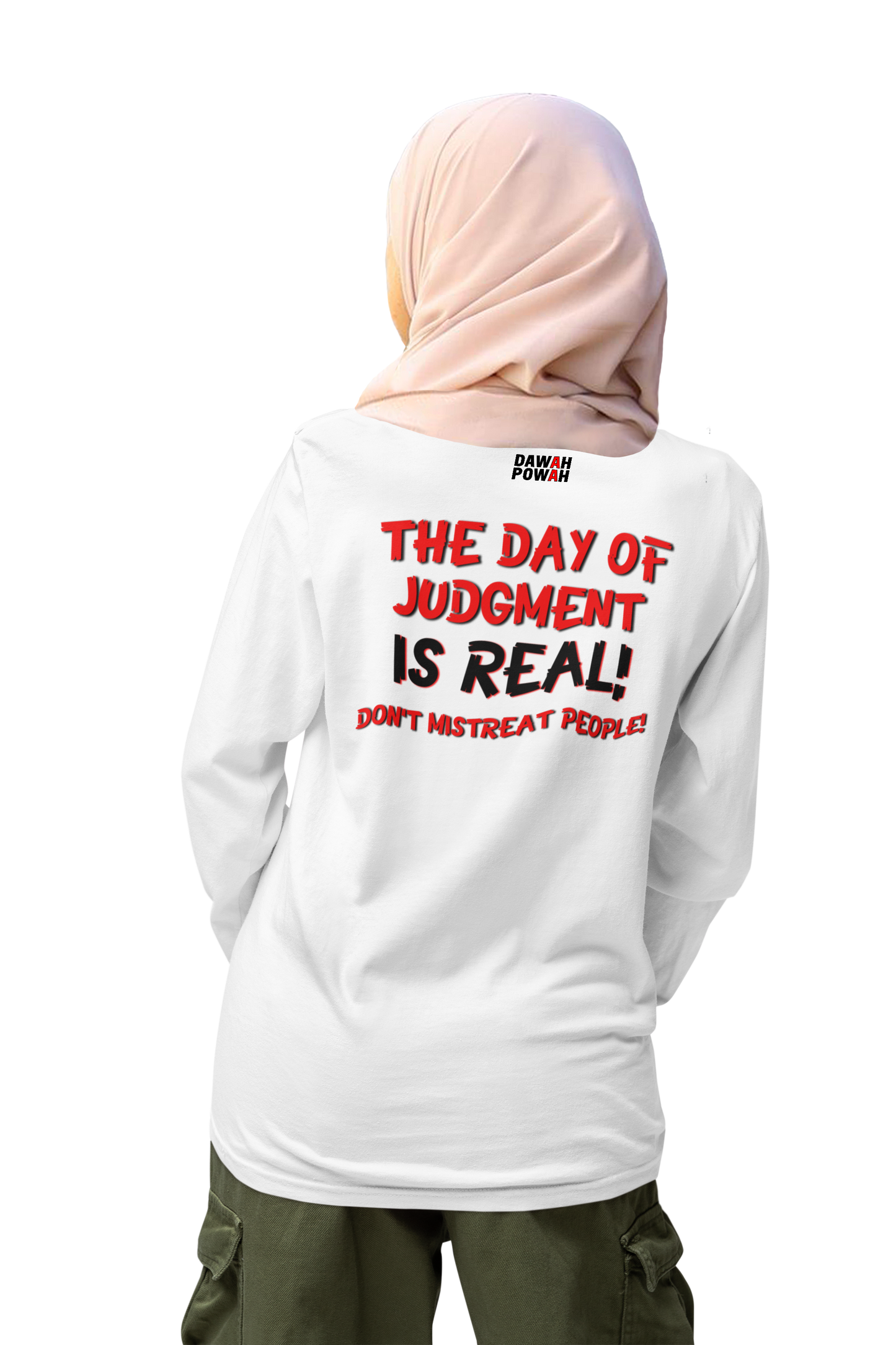 THE DAY OF JUDGMENT - RED & BLACK COLLECTION - BACK of Garment-dyed heavyweight long-sleeve shirt