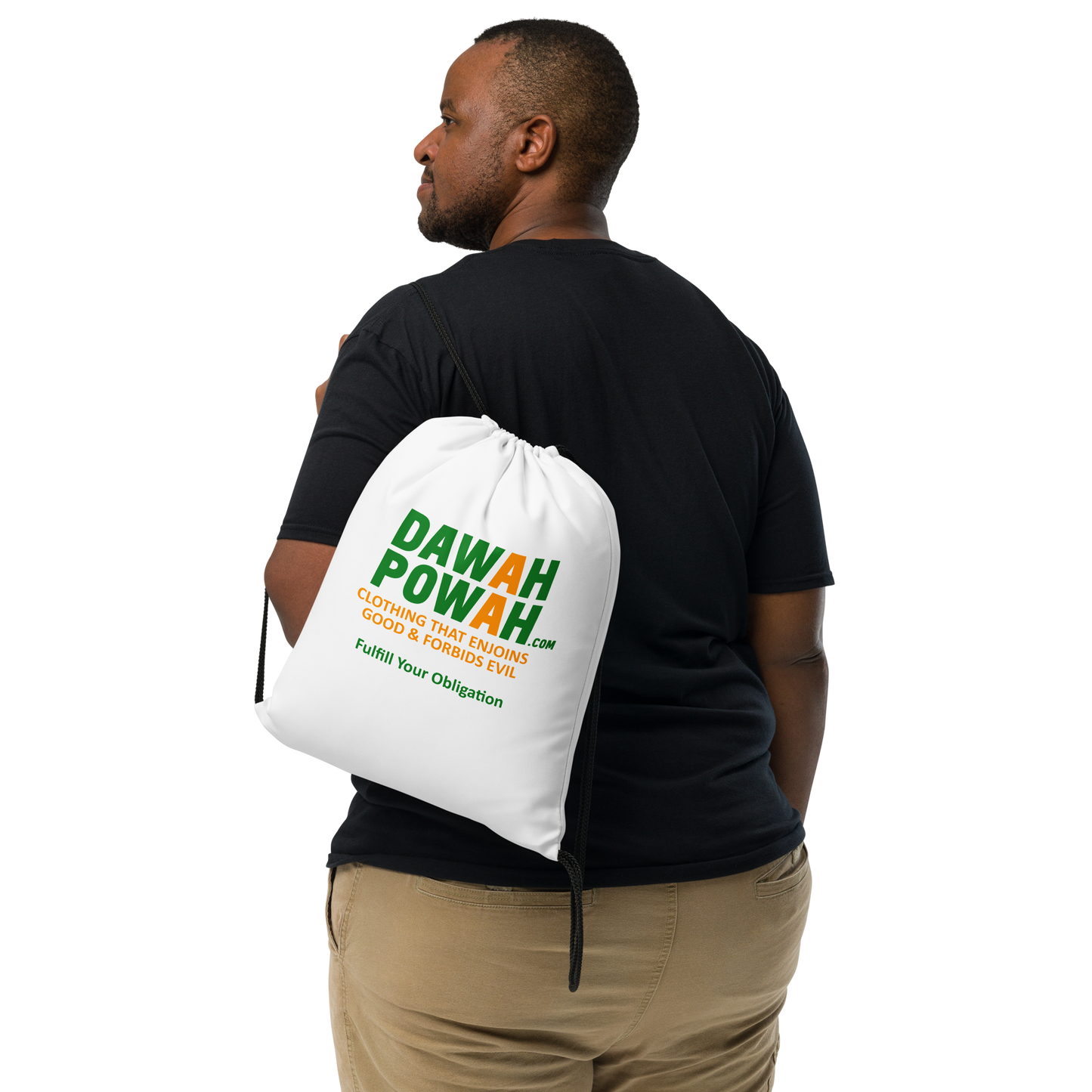 DAWAH POWAH DECAL & TAG 15X17 Drawstring bag