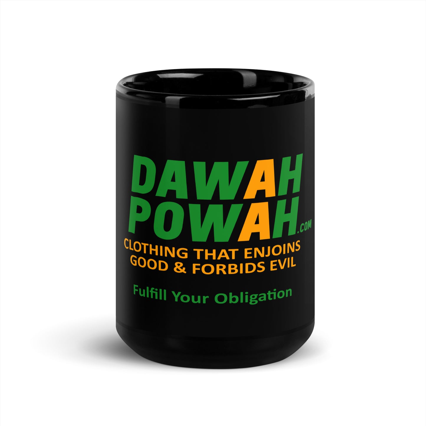 DAWAH POWAH DECAL & TAG 11 oz OR 15 oz Black Glossy Mugs