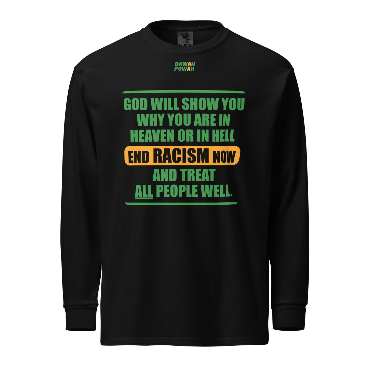 END RACISM - POEM - GREEN & ORANGE COLLECTION Garment-dyed heavyweight long-sleeve shirts