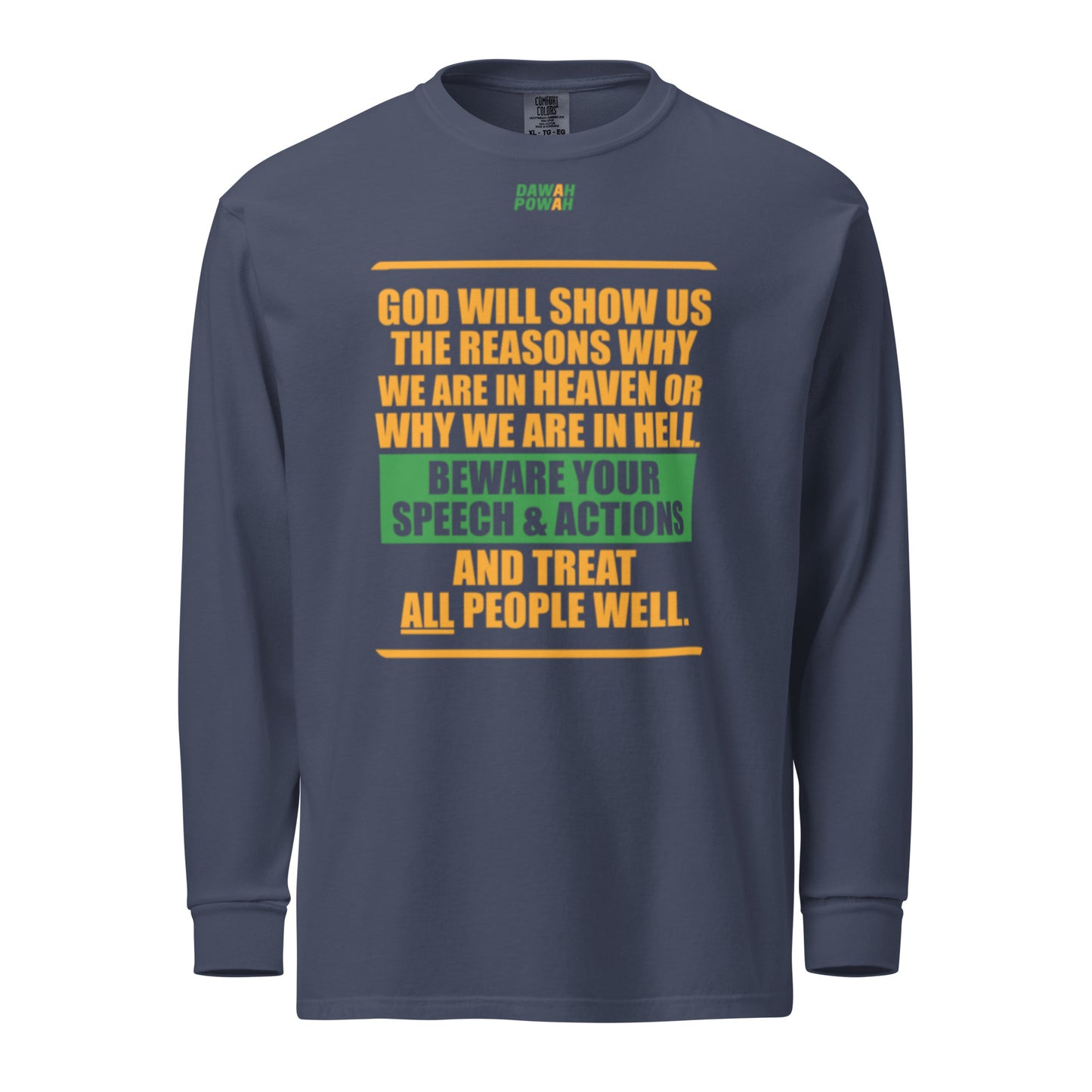 BEWARE YOUR SPEECH & ACTIONS - POEM - ORANGE & GREEN COLLECTION