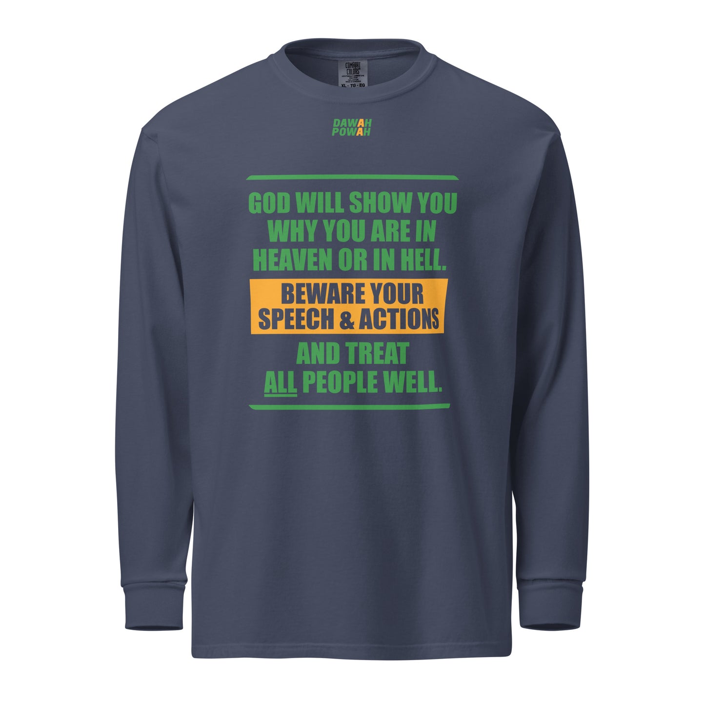 BEWARE YOUR SPEECH & ACTIONS - POEM - GREEN & ORANGE COLLECTION