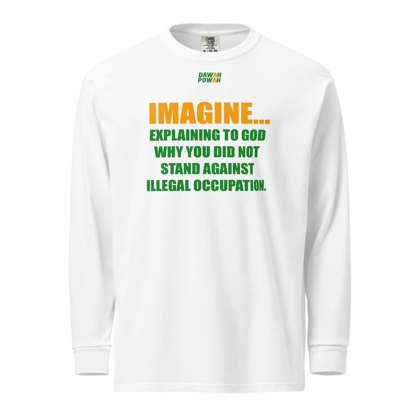 IMAGINE... EXPLAINING TO GOD - ORANGE & GREEN COLLECTION Garment-dyed heavyweight long-sleeve shirts