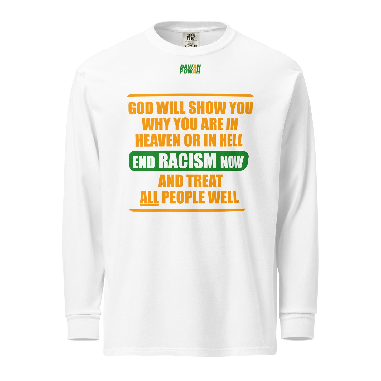 END RACISM - POEM - ORANGE AND GREEN COLLECTION Garment-dyed heavyweight long-sleeve shirts
