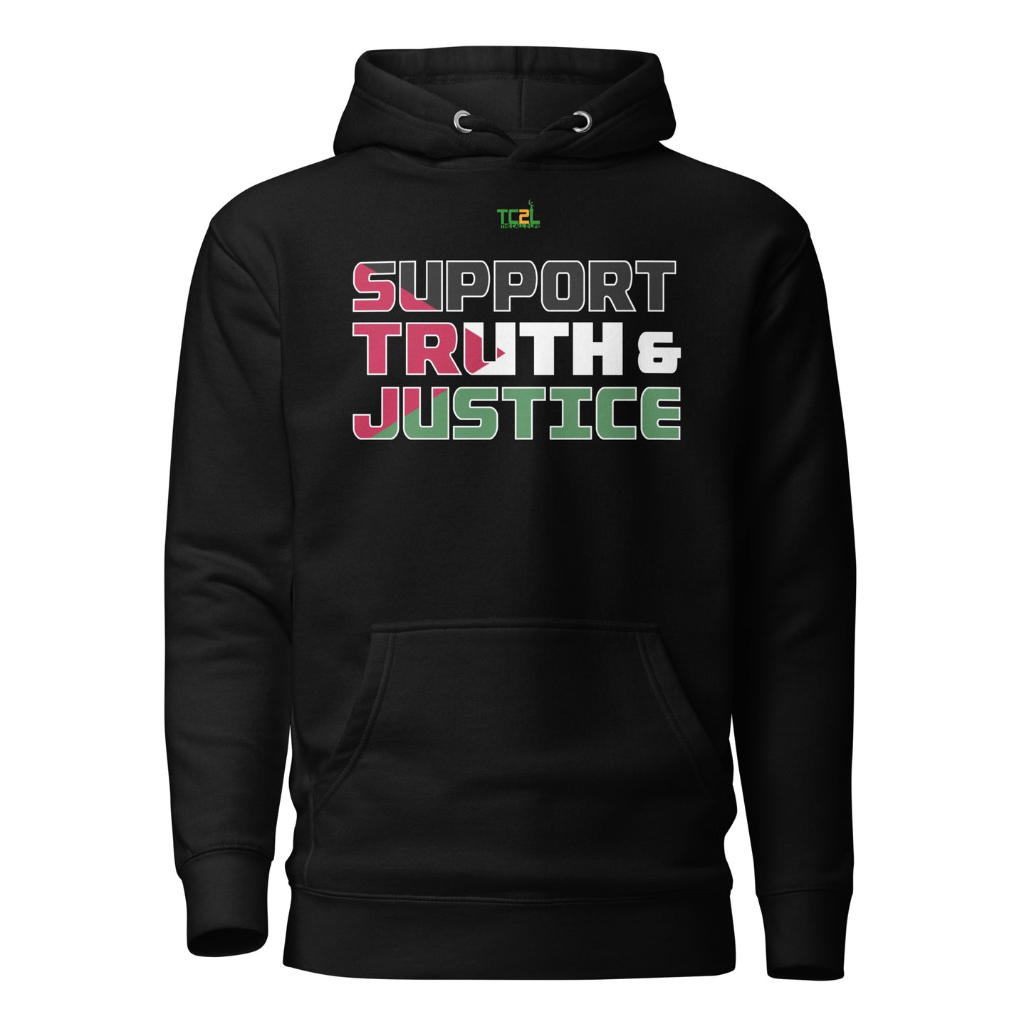 SUPPORT TRUTH & JUSTICE - PALESTINE FLAG - DARK COLORED COLLECTION Unisex Hoodies