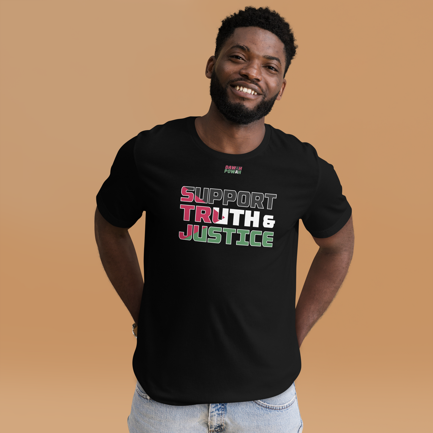 SUPPORT TRUTH & JUSTICE - PALESTINIE FLAG - DARK COLORED COLLECTION Unisex t-shirts