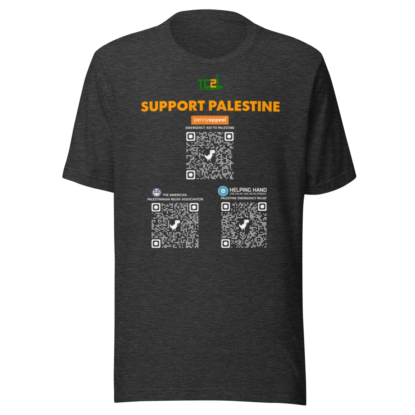 SUPPORT PALESTINE QR CODES - ORANGE DARK COLORED COLLECTION Unisex t-shirts