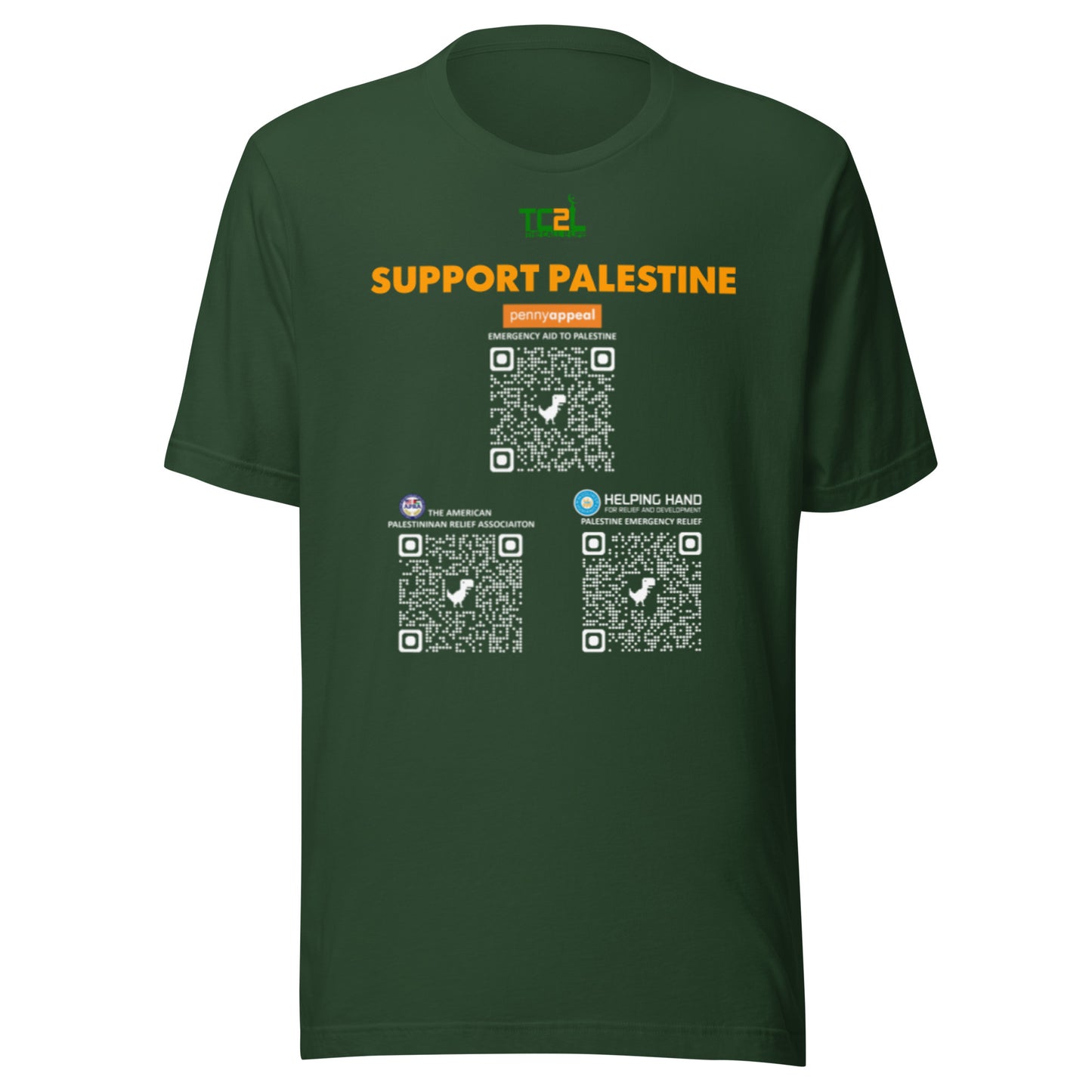 SUPPORT PALESTINE QR CODES - ORANGE DARK COLORED COLLECTION Unisex t-shirts