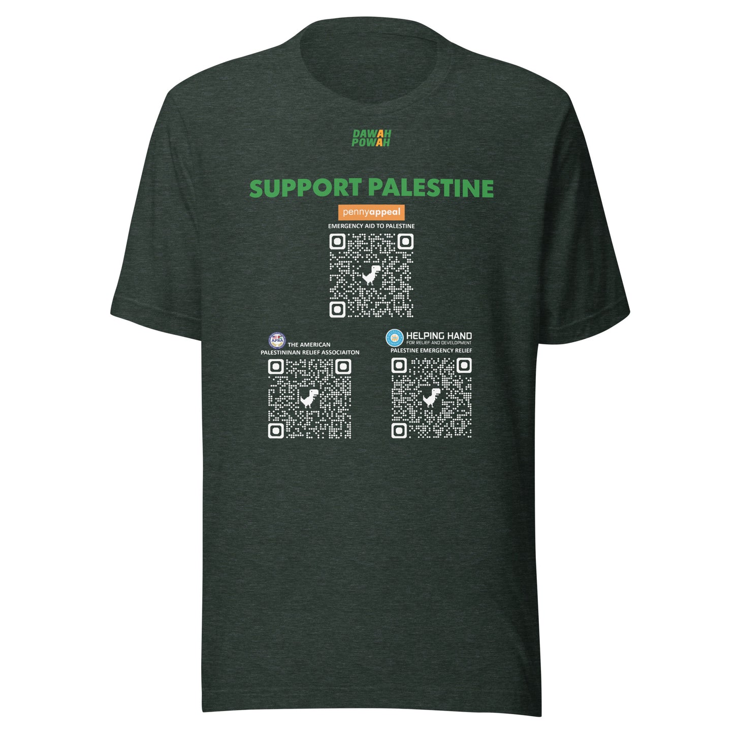 SUPPORT PALESTINE QR CODES - GREEN DARK COLORED COLLECTION Unisex t-shirts