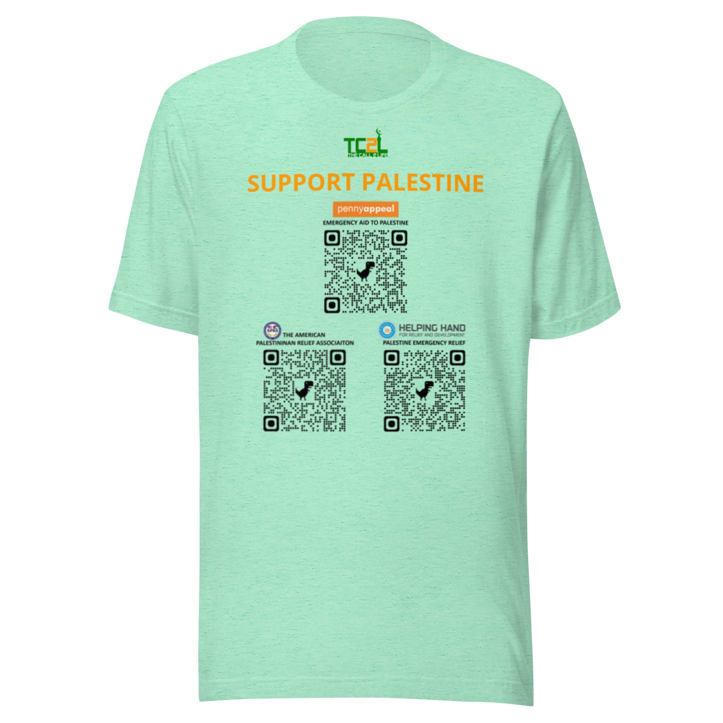 SUPPORT PALESTINE QR CODES - ORANGE LIGHT COLORED COLLECTION Unisex t-shirts