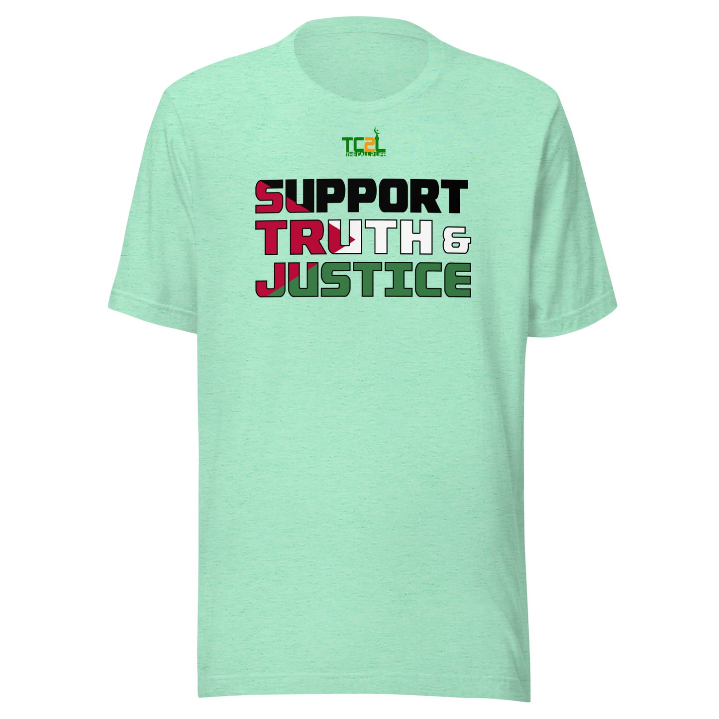SUPPORT TRUTH & JUSTICE - PALESTINE FLAG - LIGHT COLORED COLLECTION Unisex t-shirts