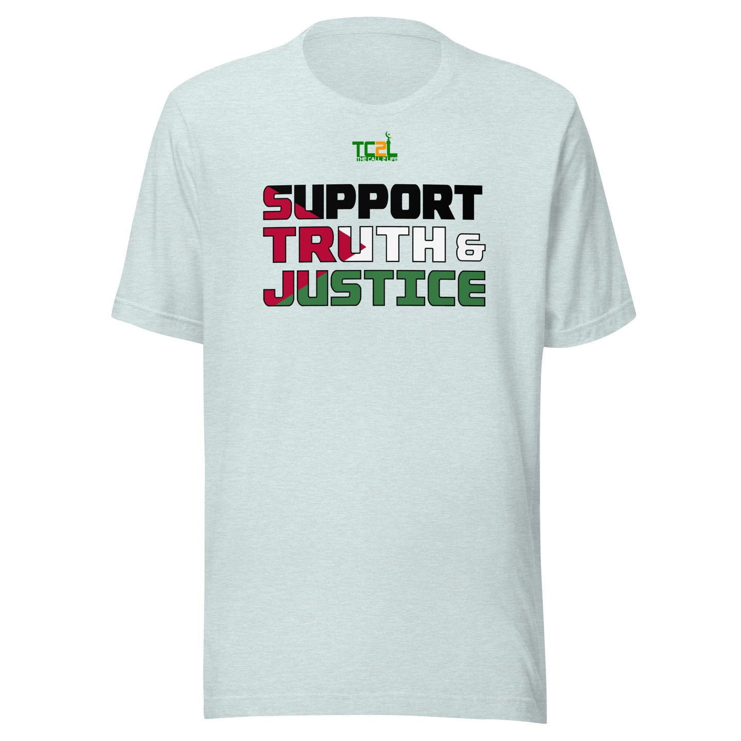 SUPPORT TRUTH & JUSTICE - PALESTINE FLAG - LIGHT COLORED COLLECTION Unisex t-shirts