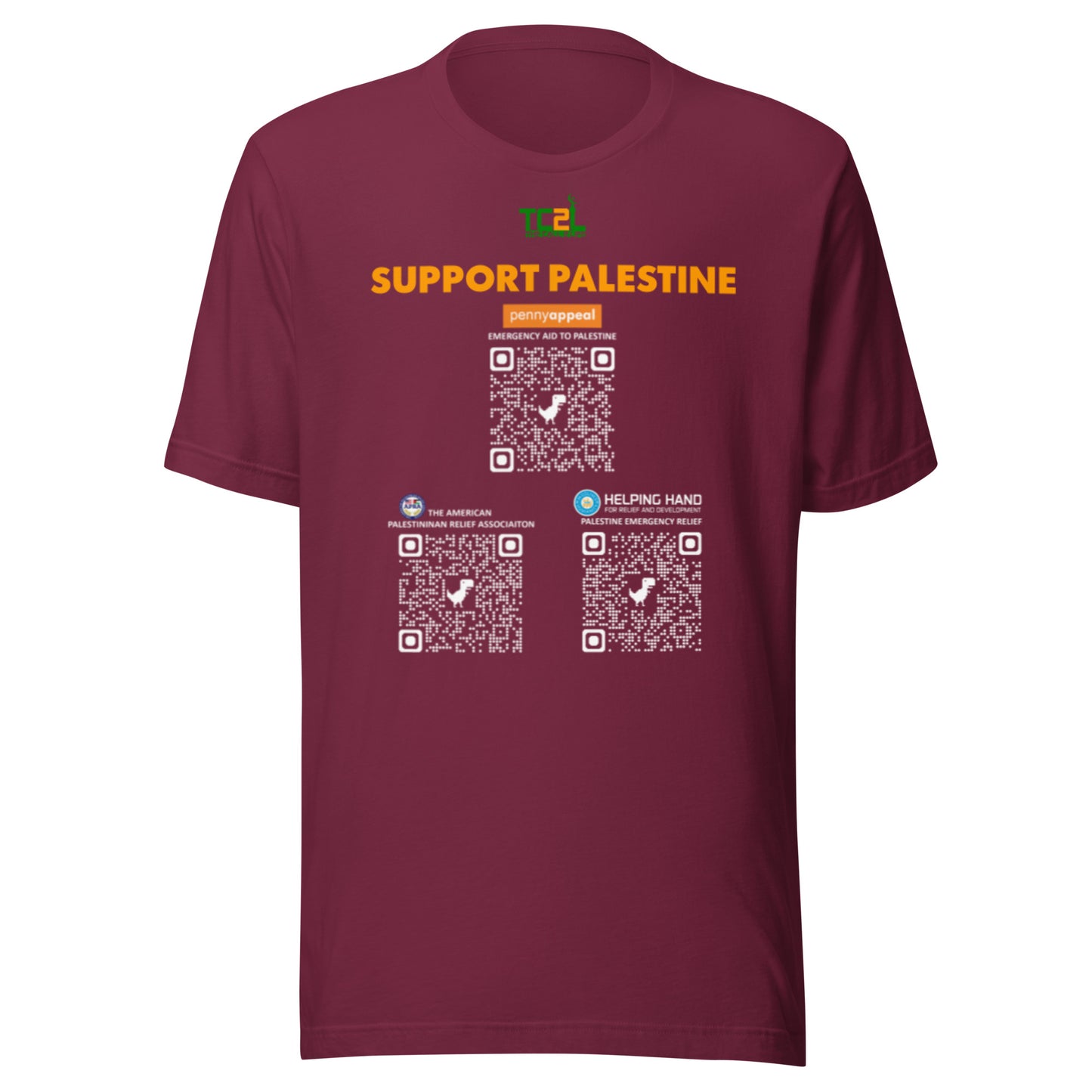 SUPPORT PALESTINE QR CODES - ORANGE DARK COLORED COLLECTION Unisex t-shirts