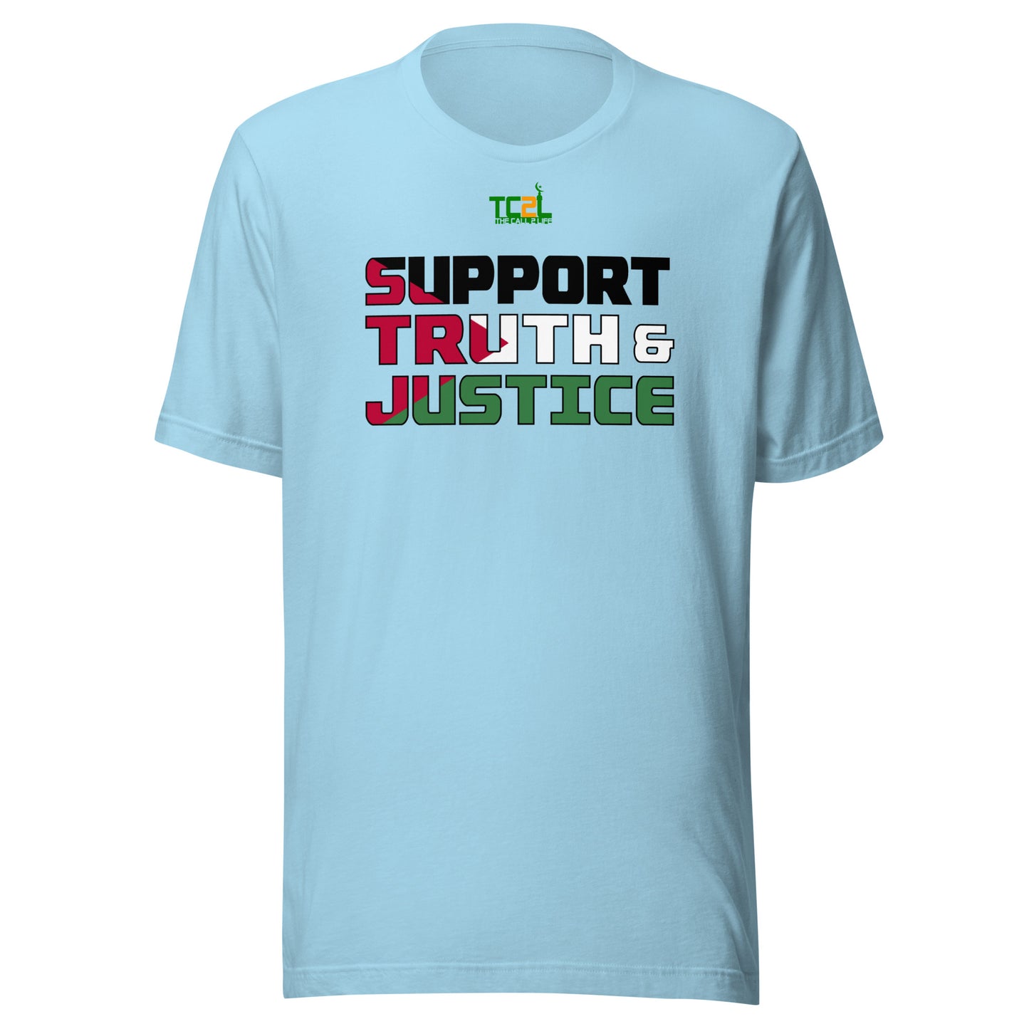 SUPPORT TRUTH & JUSTICE - PALESTINE FLAG - LIGHT COLORED COLLECTION Unisex t-shirts