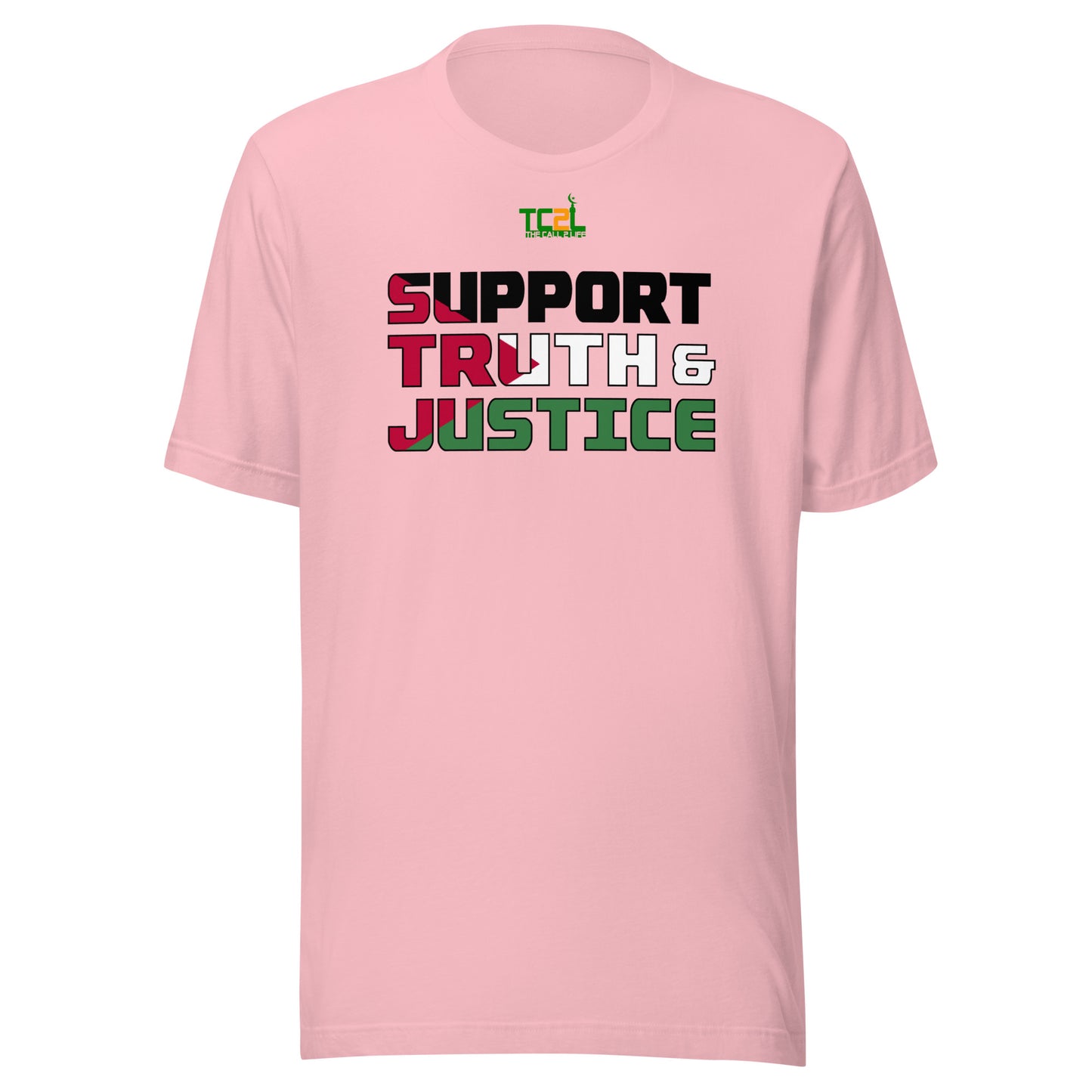 SUPPORT TRUTH & JUSTICE - PALESTINE FLAG - LIGHT COLORED COLLECTION Unisex t-shirts