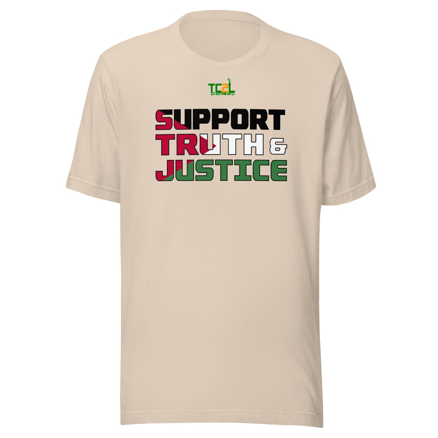 SUPPORT TRUTH & JUSTICE - PALESTINE FLAG - LIGHT COLORED COLLECTION Unisex t-shirts