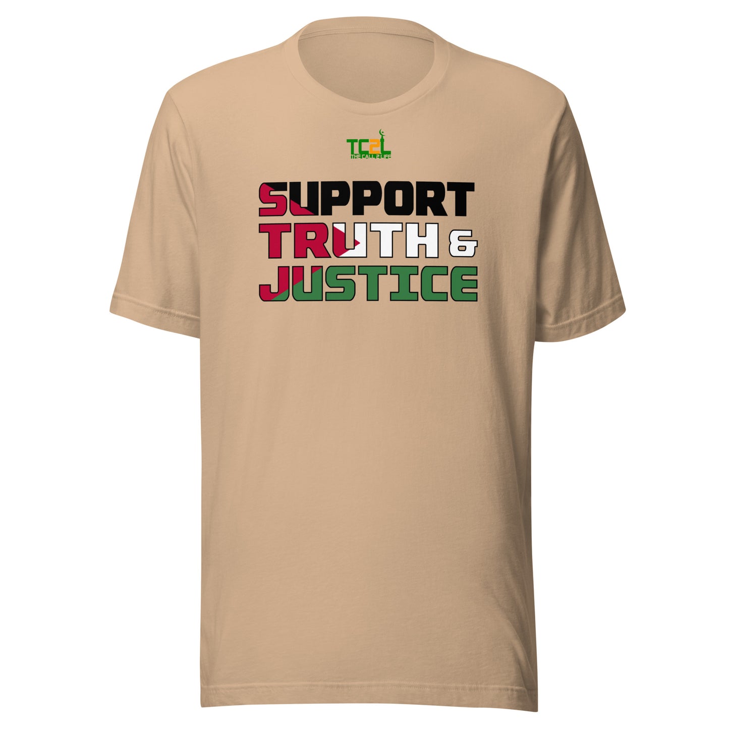 SUPPORT TRUTH & JUSTICE - PALESTINE FLAG - LIGHT COLORED COLLECTION Unisex t-shirts