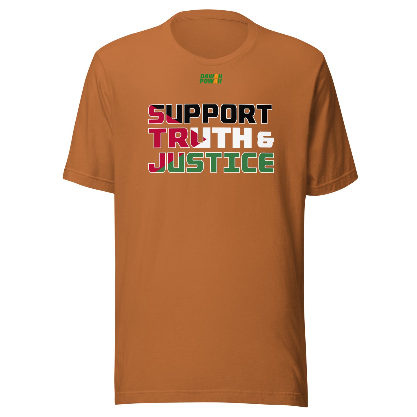 SUPPORT TRUTH & JUSTICE - PALESTINE FLAG - DARK COLORED COLLECTION Unisex t-shirts