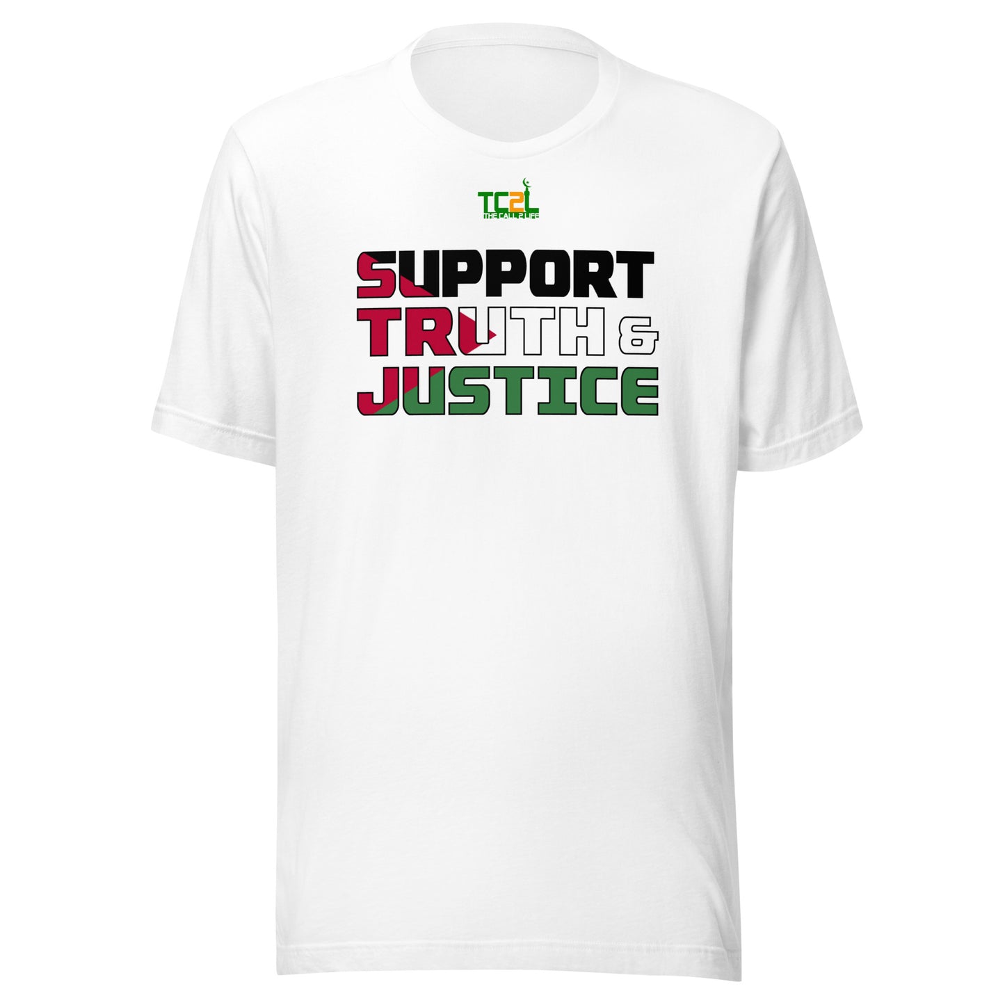 SUPPORT TRUTH & JUSTICE - PALESTINE FLAG - LIGHT COLORED COLLECTION Unisex t-shirts