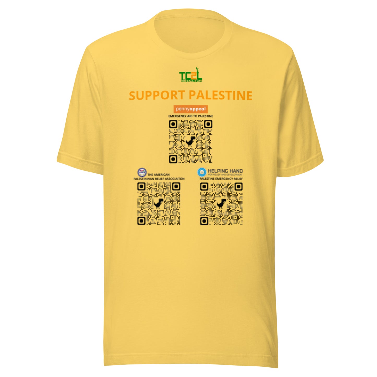 SUPPORT PALESTINE QR CODES - ORANGE LIGHT COLORED COLLECTION Unisex t-shirts