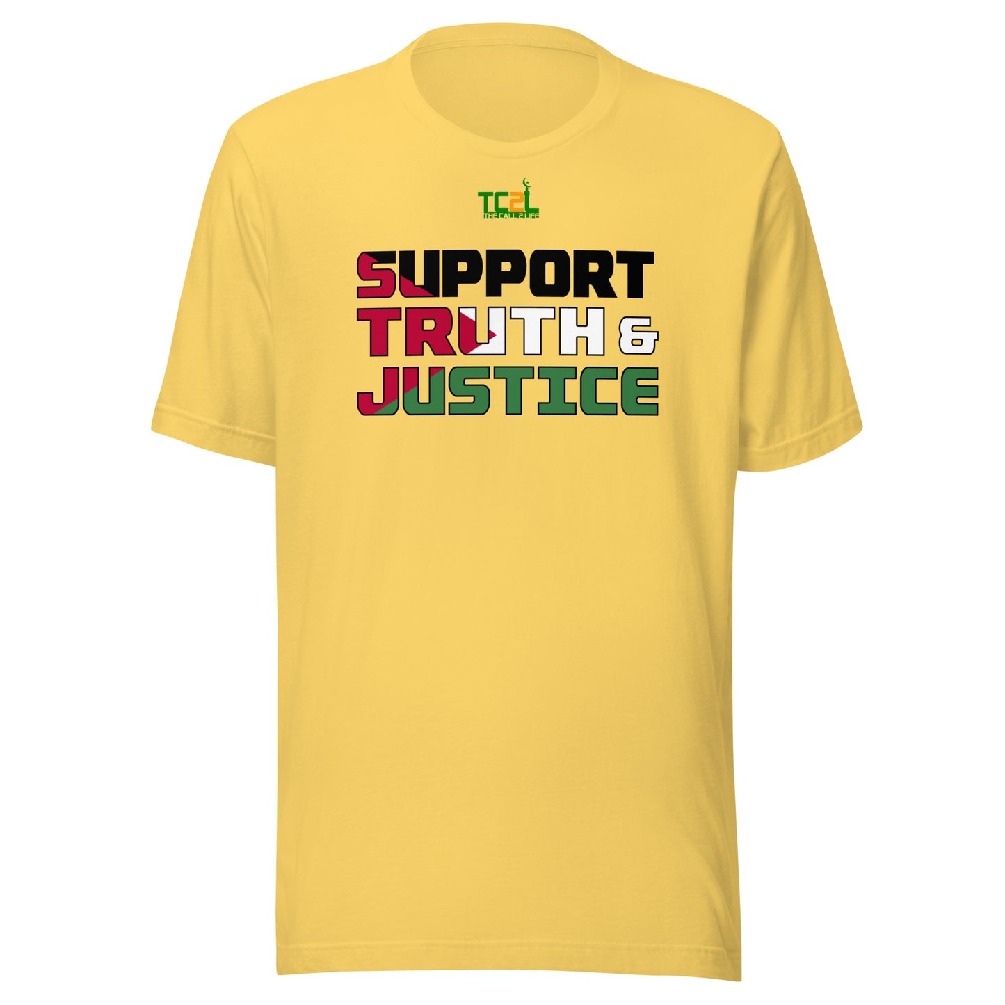 SUPPORT TRUTH & JUSTICE - PALESTINE FLAG - LIGHT COLORED COLLECTION Unisex t-shirts