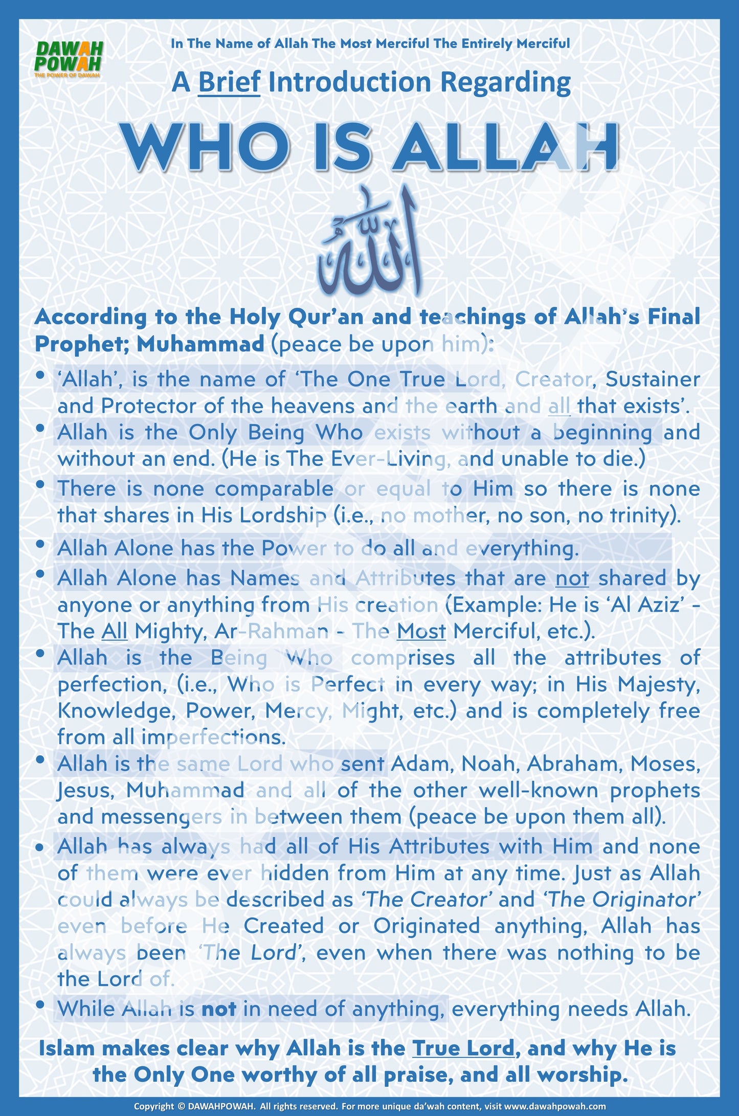 WHO IS ALLAH - 24X36 Photo paper poster