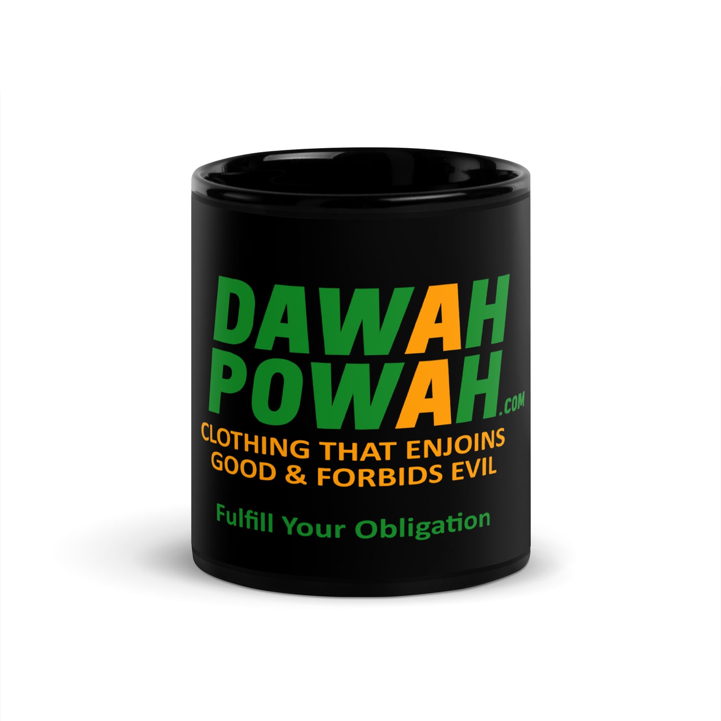 DAWAH POWAH DECAL & TAG 11 oz OR 15 oz Black Glossy Mugs