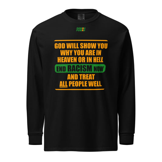 END RACISM - POEM - ORANGE AND GREEN COLLECTION Garment-dyed heavyweight long-sleeve shirts