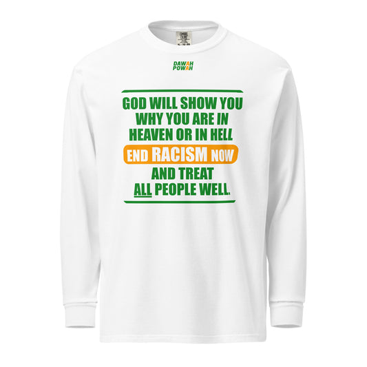 END RACISM - POEM - GREEN & ORANGE COLLECTION Garment-dyed heavyweight long-sleeve shirts