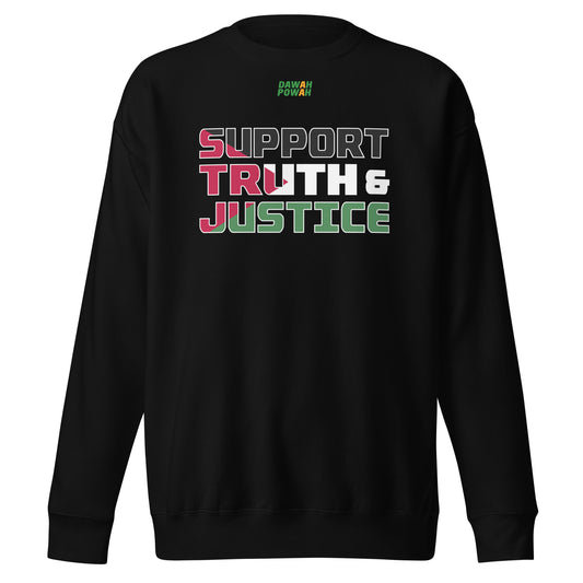 SUPPORT TRUTH & JUSTICE - PALESTINE FLAG - DARK COLORED COLLECTION Unisex Premium Sweatshirts