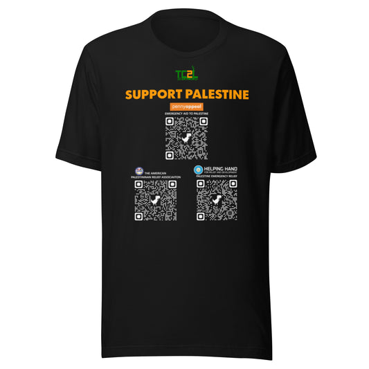 SUPPORT PALESTINE QR CODES - ORANGE DARK COLORED COLLECTION Unisex t-shirts