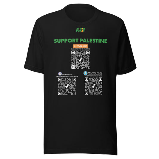 SUPPORT PALESTINE QR CODES - GREEN DARK COLORED COLLECTION Unisex t-shirts