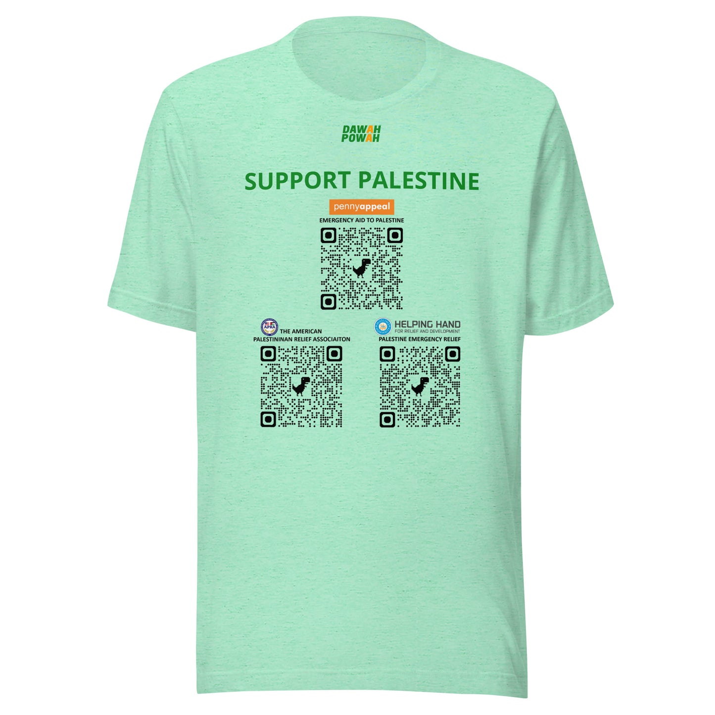 SUPPORT PALESTINE QR CODES - GREEN LIGHT COLORED COLLECTION Unisex t-shirts