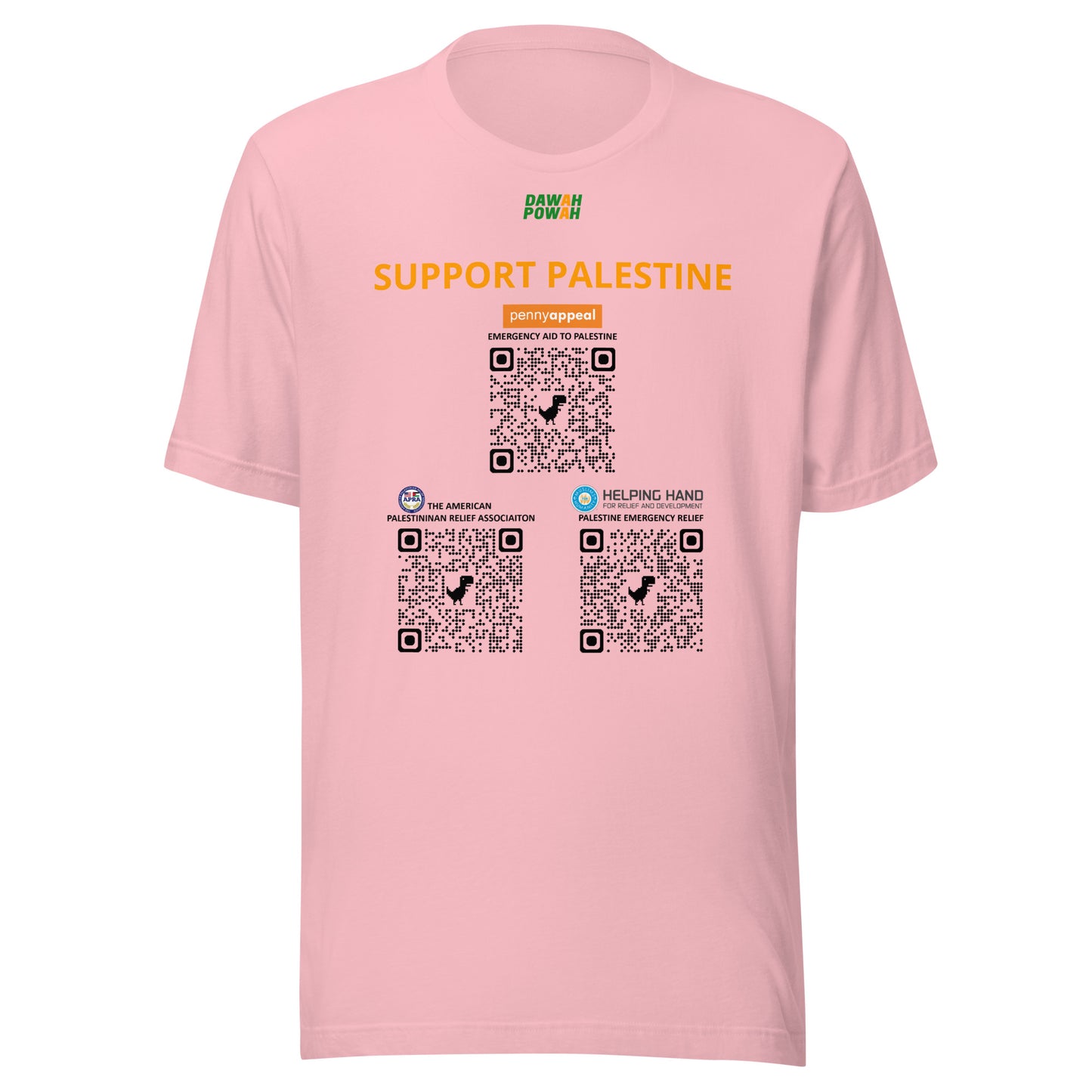 SUPPORT PALESTINE QR CODES - ORANGE LIGHT COLORED COLLECTION Unisex t-shirts