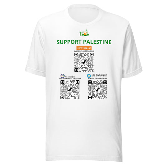 SUPPORT PALESTINE QR CODES - GREEN LIGHT COLORED COLLECTION Unisex t-shirts