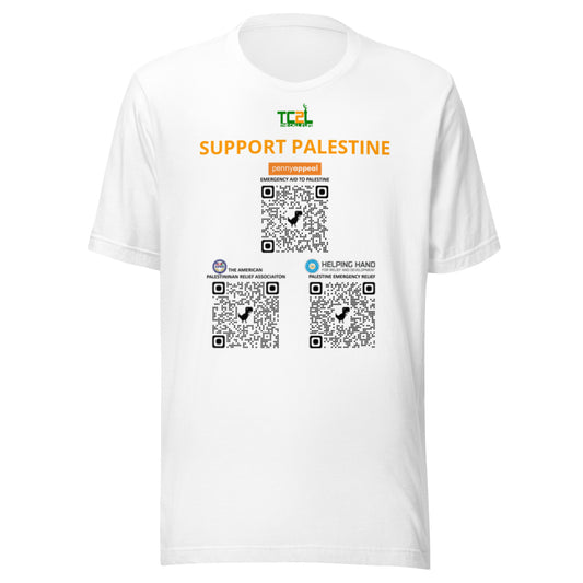 SUPPORT PALESTINE QR CODES - ORANGE LIGHT COLORED COLLECTION Unisex t-shirts